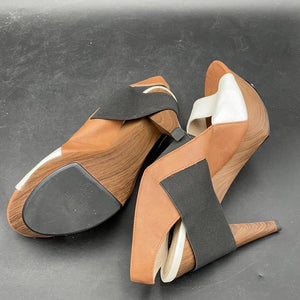 Errol Arendz White brown &black heel sandal