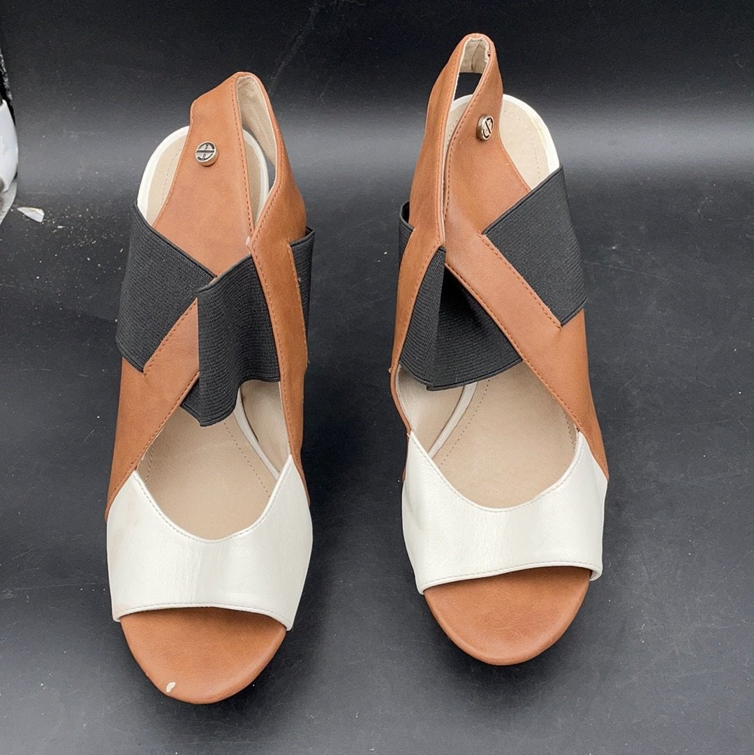 Errol Arendz White brown &black heel sandal