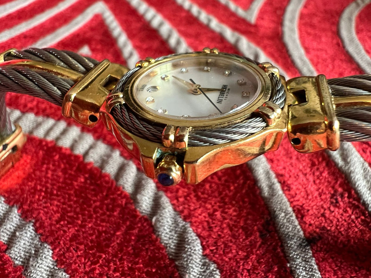 Michel Herbelin Cable Watch with Diamond Studs - Needs Service REDUCED