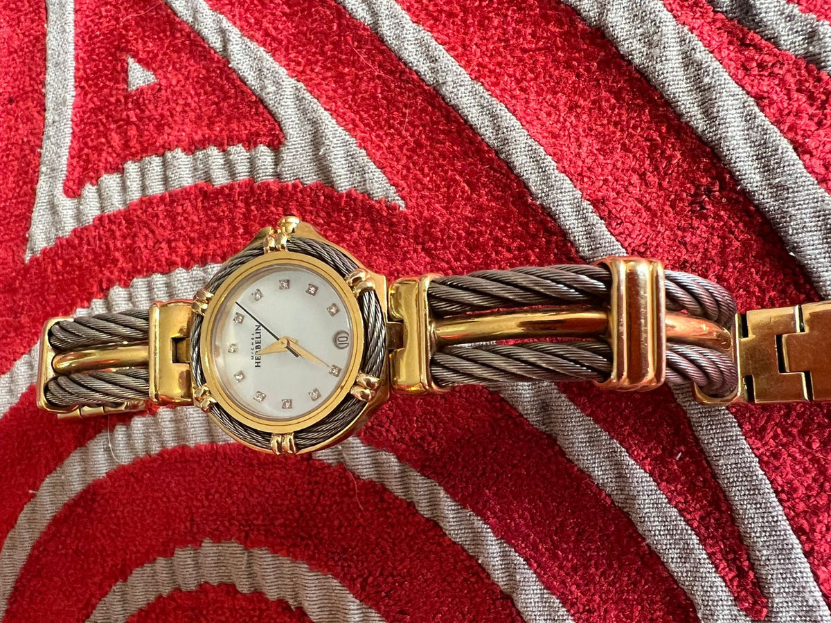 Michel Herbelin Cable Watch with Diamond Studs - Needs Service REDUCED