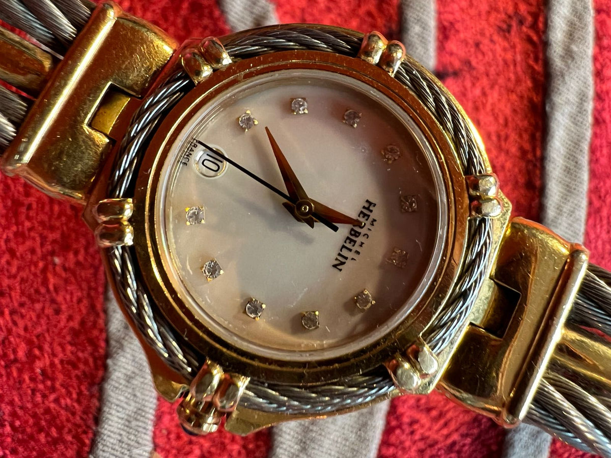 Michel Herbelin Cable Watch with Diamond Studs - Needs Service REDUCED