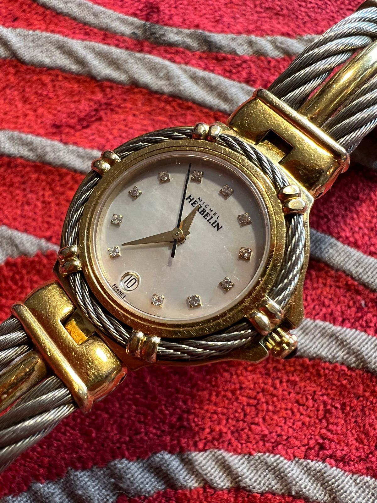 Michel Herbelin Cable Watch with Diamond Studs - Needs Service REDUCED