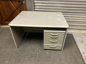 Grey desk including drawer on wheels -REDUCED