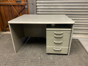 Grey desk including drawer on wheels -REDUCED