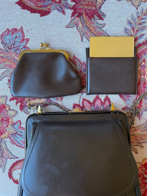KORET Calfskin leather Handbag with change purse and mirror -REDUCED