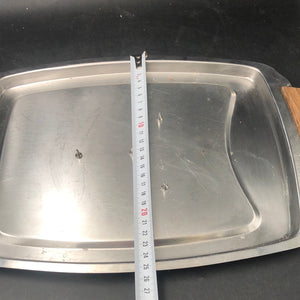 Stainless Steel Tray with Wooden Handles