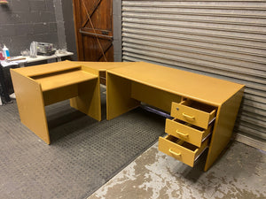 3 Drawer Oak L Shaped Desk -REDUCED