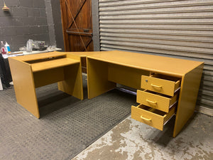 3 Drawer Oak L Shaped Desk -REDUCED
