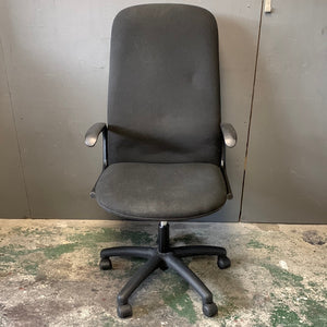 High back black chair with arms