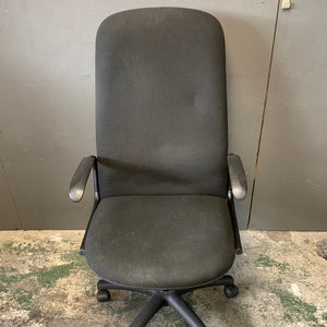 High back black chair with arms