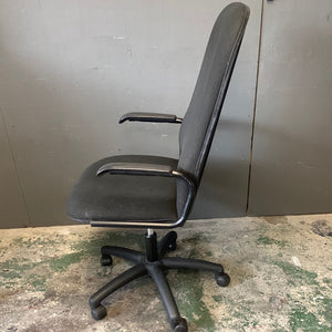 High back black chair with arms