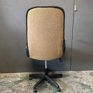 Tan high back office chair - wheel missing broken arm