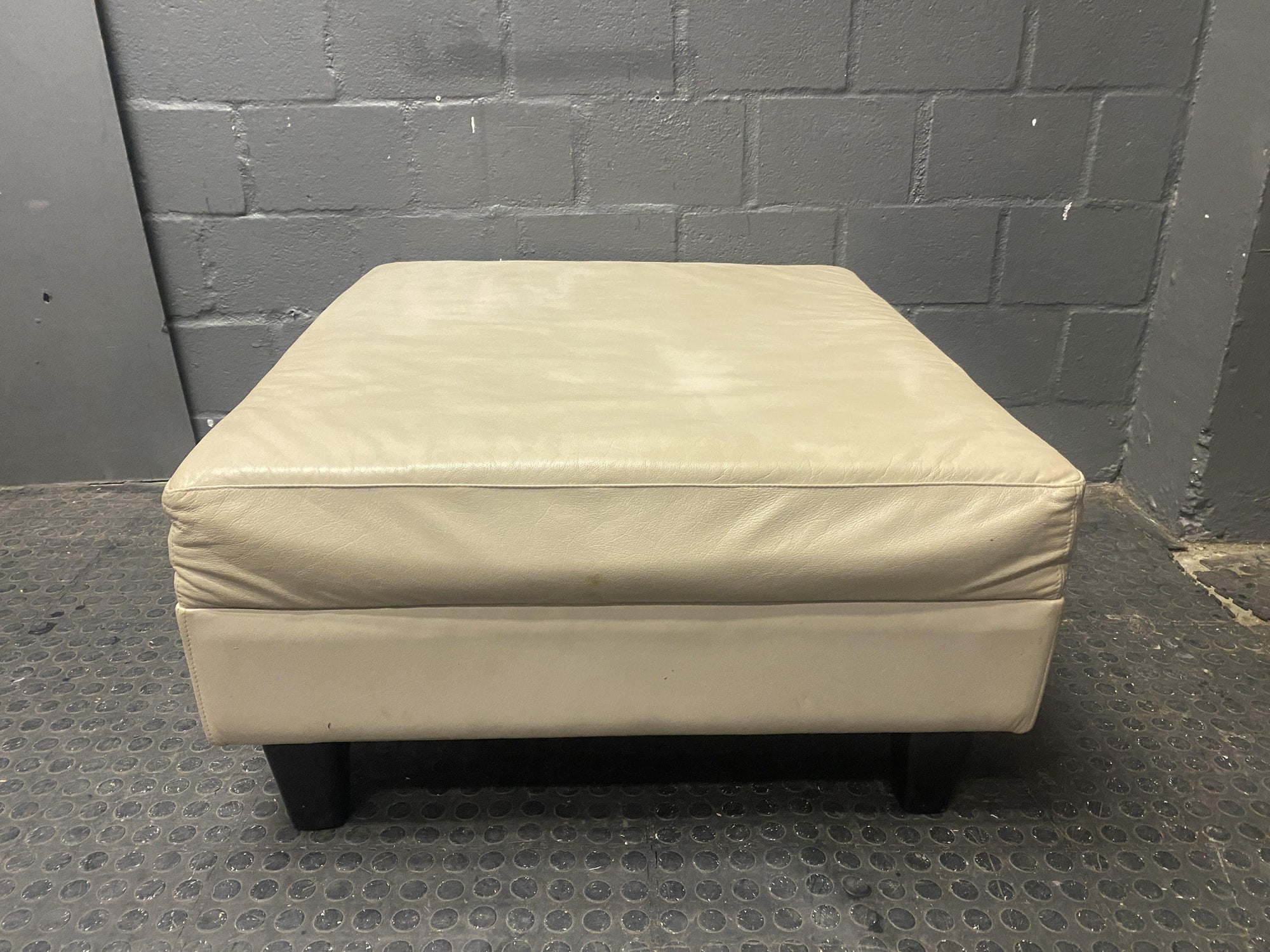 Genuine Beige Leather Ottoman -REDUCED - PRICE DROP