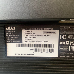 Acer Monitor 20inch LCD V206HQL