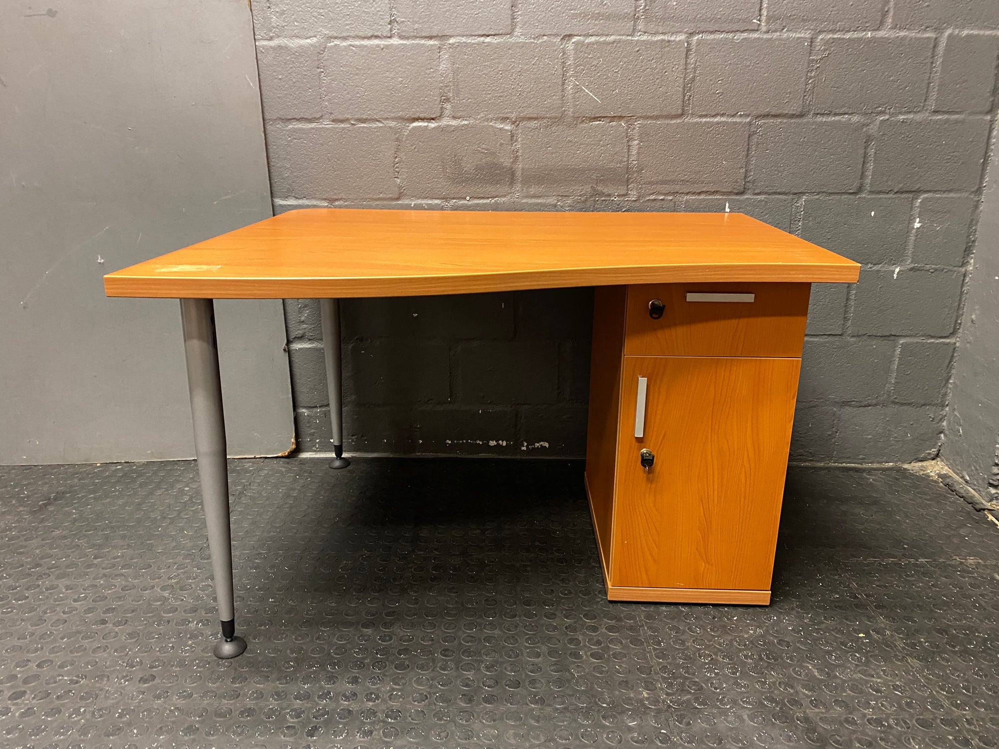 Small Oak Desk With Credenza (RHS)