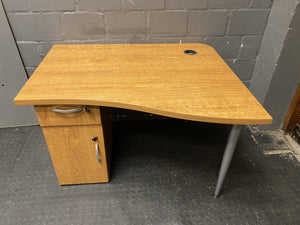 Small Light Oak Desk With Credenza (Pattern)
