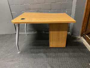 Small Oak Desk With Credenza (One Cupboard)