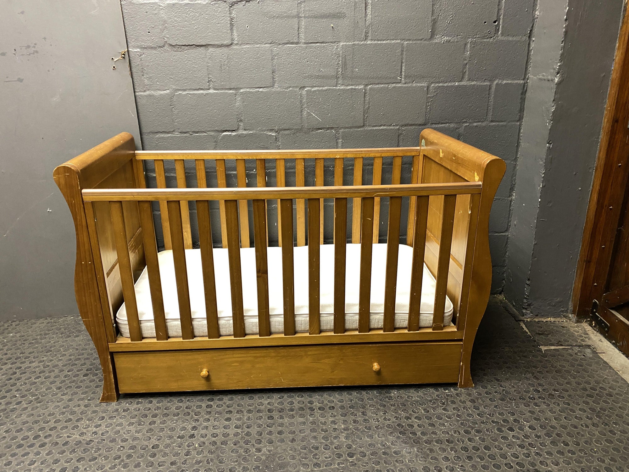 Brown Wooden Cot Bed(Drawers)-Reduced