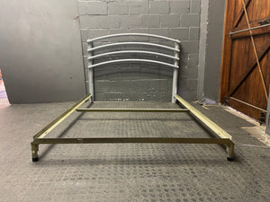 Grey Metallic Double Bed Base - needs more beams - REDUCED