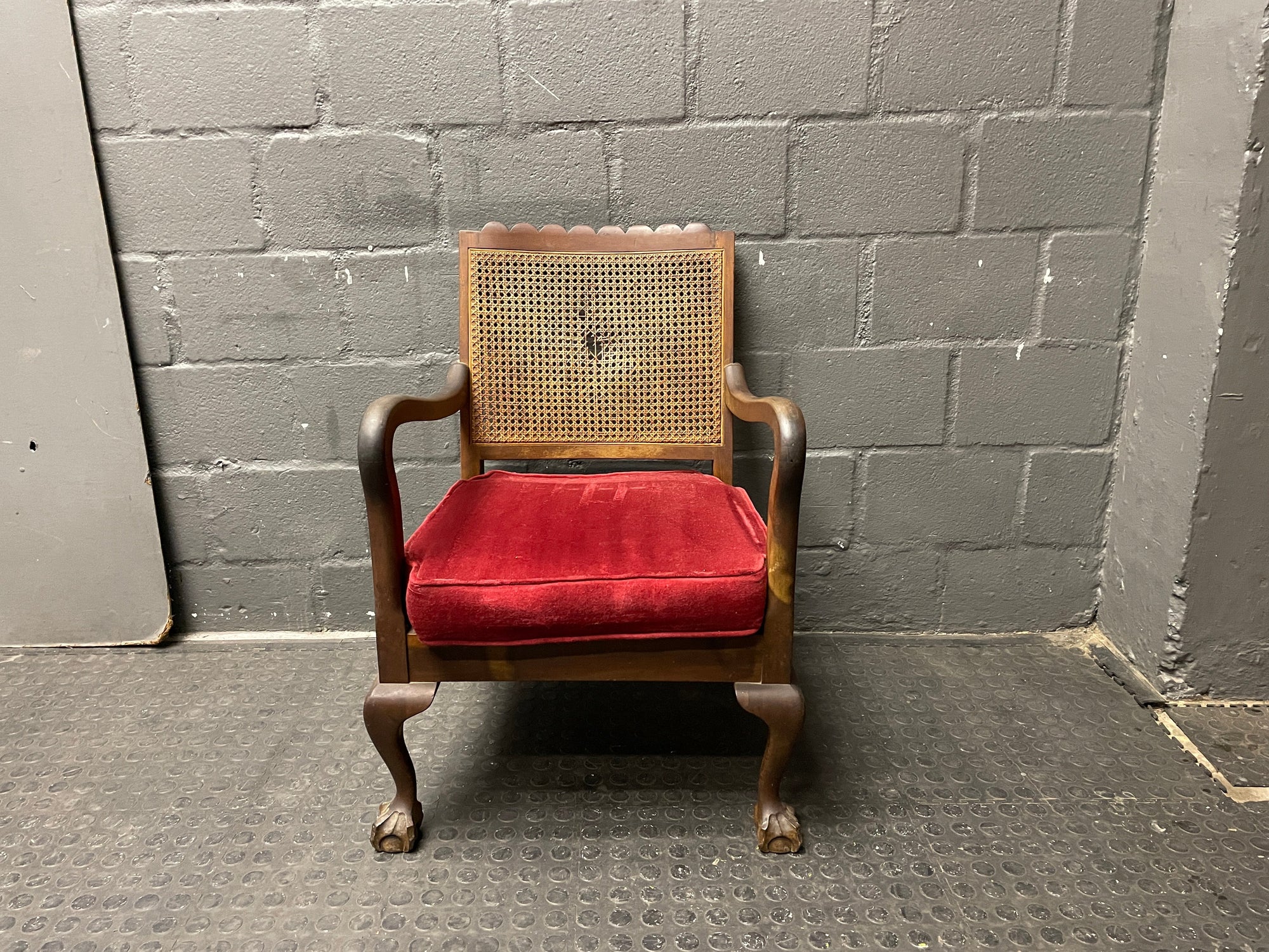 Antique Wooden 1 Seater Arm Chair(Torn)