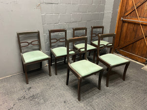 Dark Wood Dining Chair(Mint Green Seat) - PRICE DROP