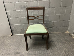 Dark Wood Dining Chair(Mint Green Seat) - PRICE DROP