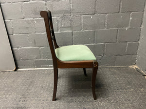 Dark Wood Dining Chair(Mint Green Seat) - PRICE DROP