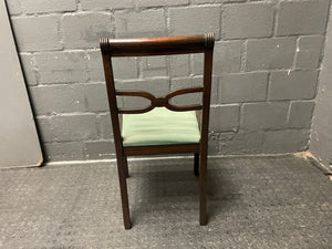 Dark Wood Dining Chair(Mint Green Seat) - PRICE DROP