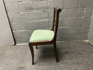 Dark Wood Dining Chair(Mint Green Seat) - PRICE DROP