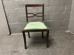 Dark Wood Dining Chair(Mint Green Seat) - PRICE DROP