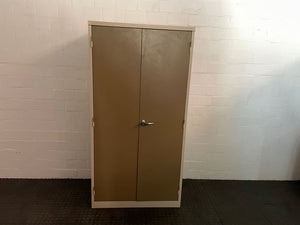 Metal 2 Door Shelving Cabinet - Some Rust