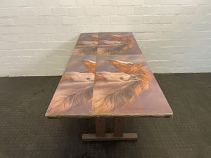 Horse Print Wooden Dining Table - REDUCED