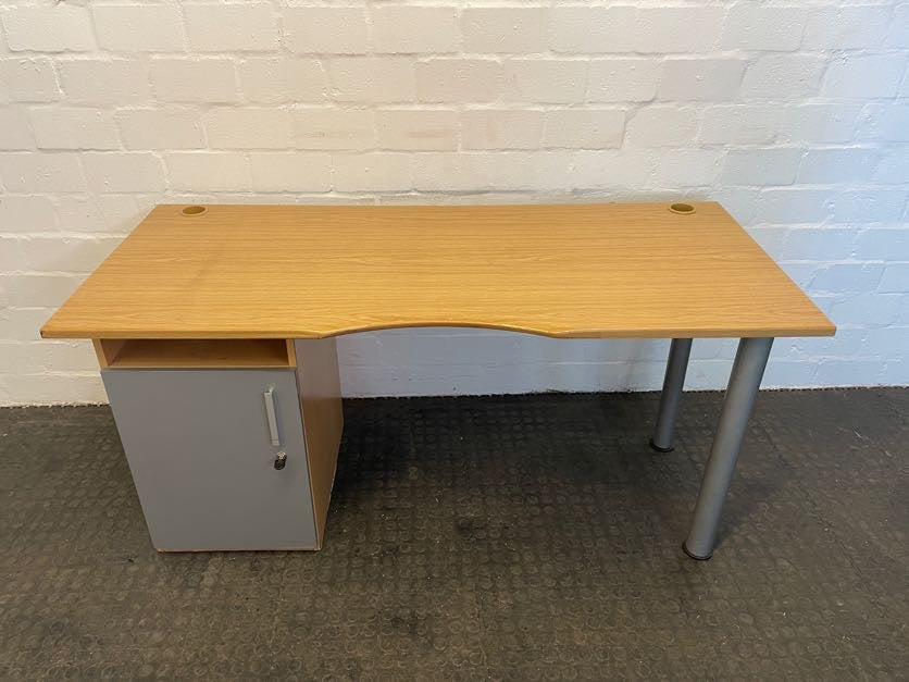LHS Office Desk with 1 Door Cupboard