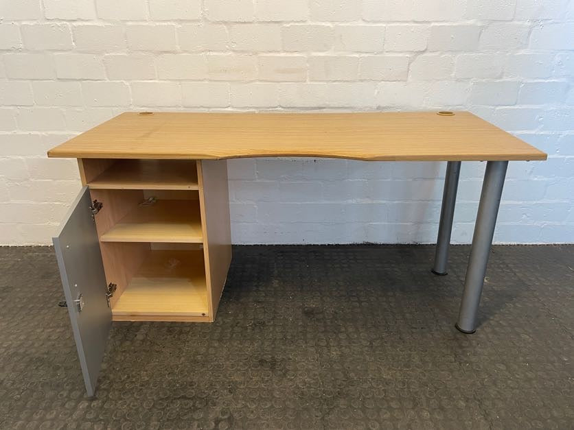 LHS Office Desk with 1 Door Cupboard