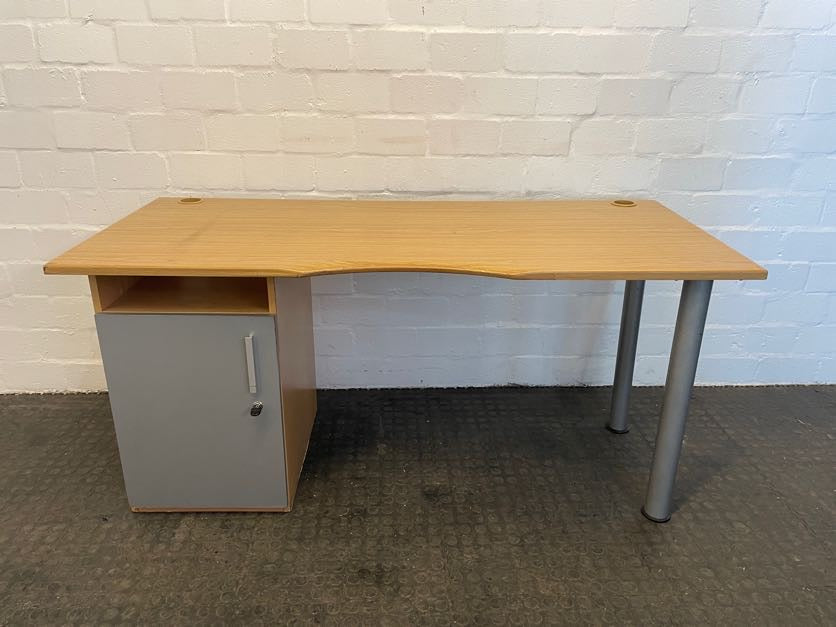LHS Office Desk with 1 Door Cupboard