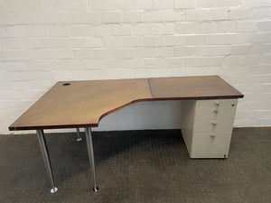 LHS Dark Wood 4 Drawer L Shape Desk - PRICE DROP