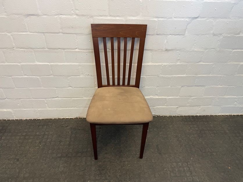 Dark Wood Suede Seat Dining Chair - PRICE DROP - 2ndhandwarehouse.com