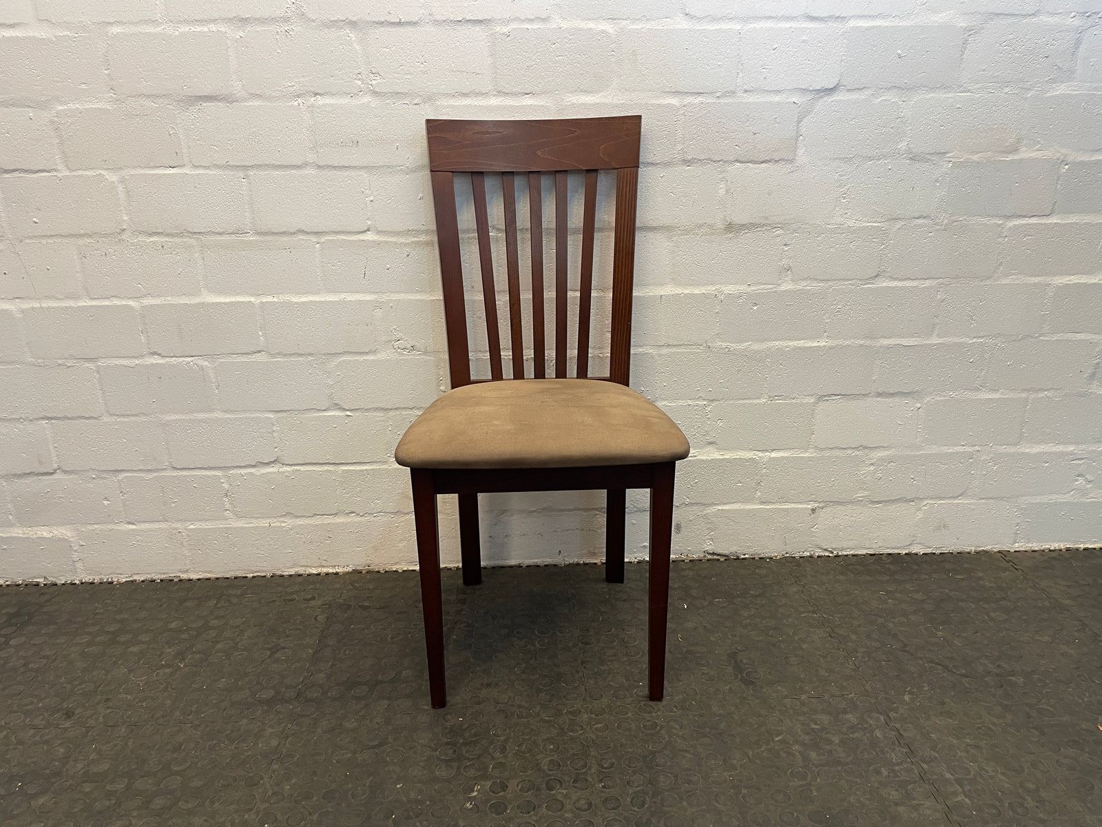 Dark Wood Suede Seat Dining Chair - PRICE DROP - 2ndhandwarehouse.com