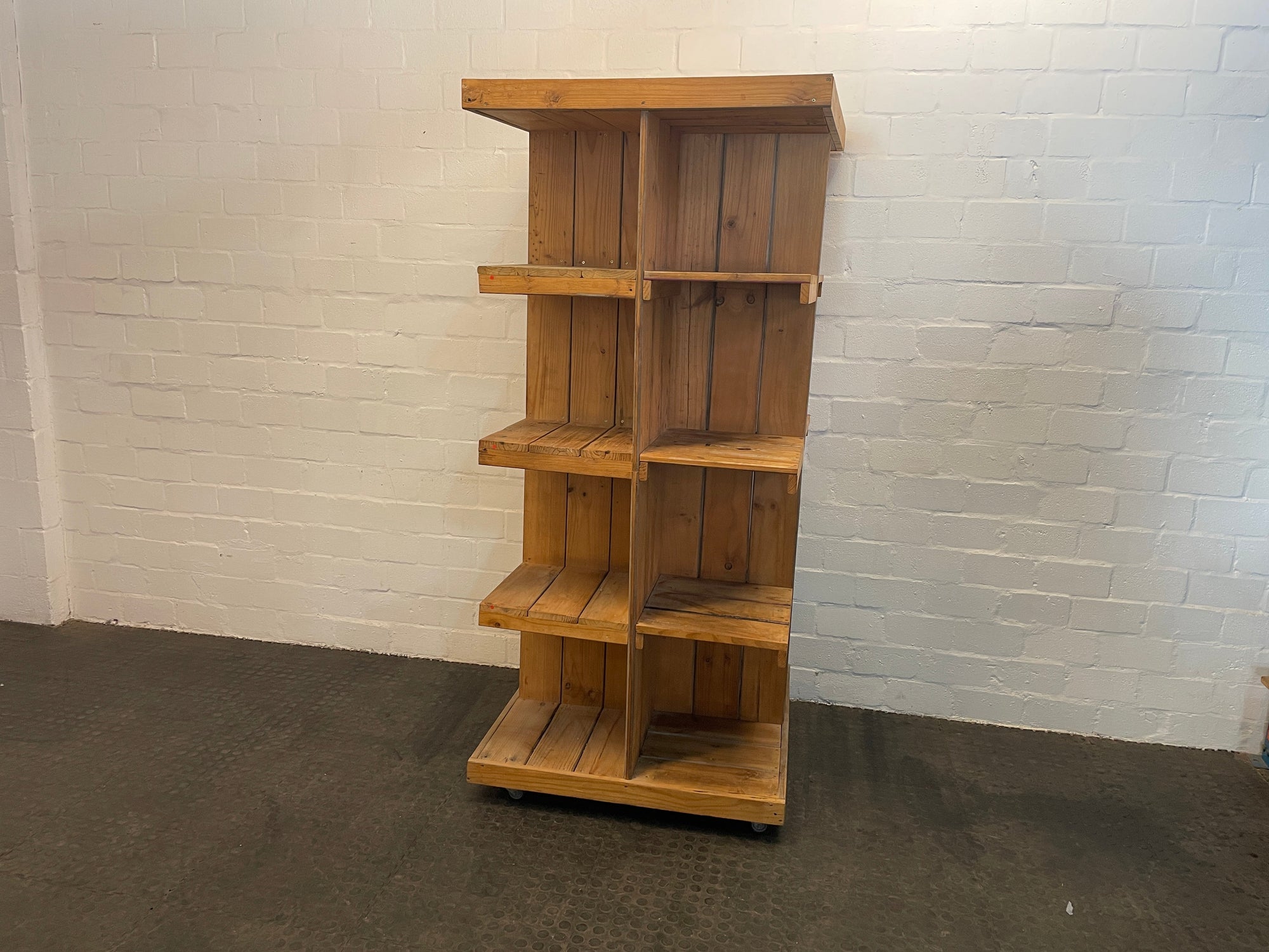 Wooden Stacking Display Cabinet On Wheels