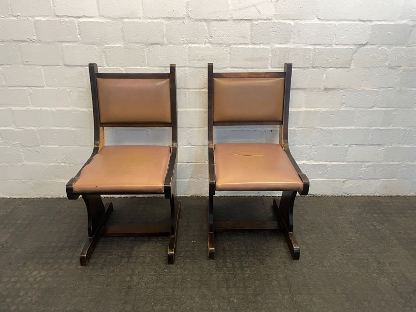 Hard Wood Brown Dining Chair (Torn Side) - PRICE DROP