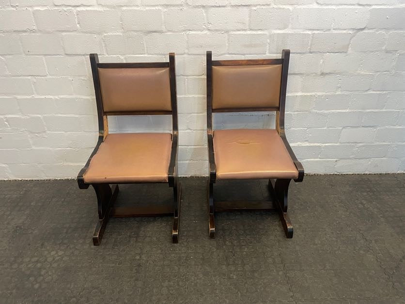 Hard Wood Brown Dining Chair (Torn Side) - PRICE DROP