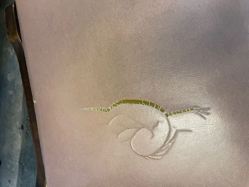 Hard Wood Brown Dining Chair (Torn Side) - PRICE DROP