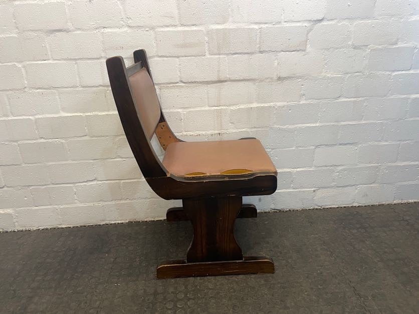 Hard Wood Brown Dining Chair (Torn Side) - PRICE DROP