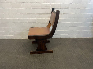 Hard Wood Brown Dining Chair (Torn Side) - PRICE DROP