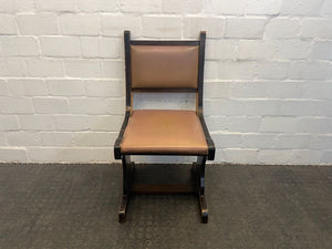 Hard Wood Brown Dining Chair (Torn Side) - PRICE DROP