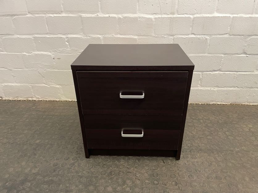 2 Drawer Dark Wood Bedside Pedestal - PRICE DROP