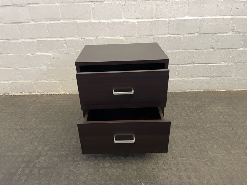2 Drawer Dark Wood Bedside Pedestal - PRICE DROP