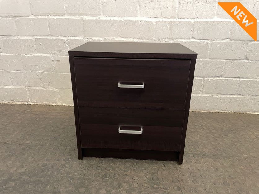 2 Drawer Dark Wood Bedside Pedestal - PRICE DROP