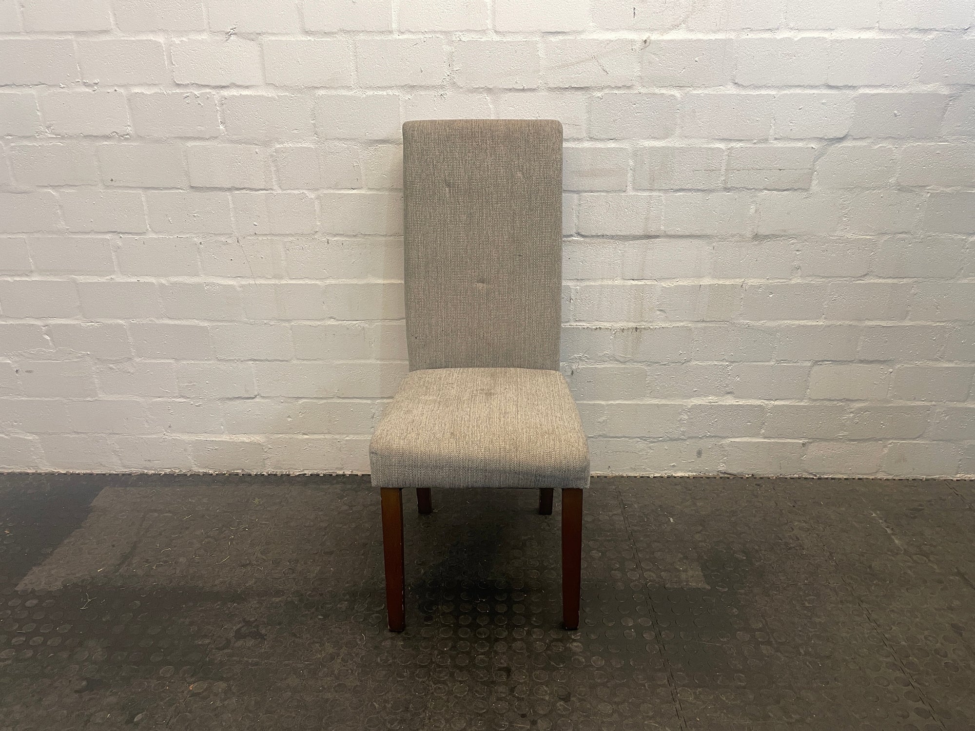 Grey Material &amp; Wooden Dining Chair - PRICE DROP