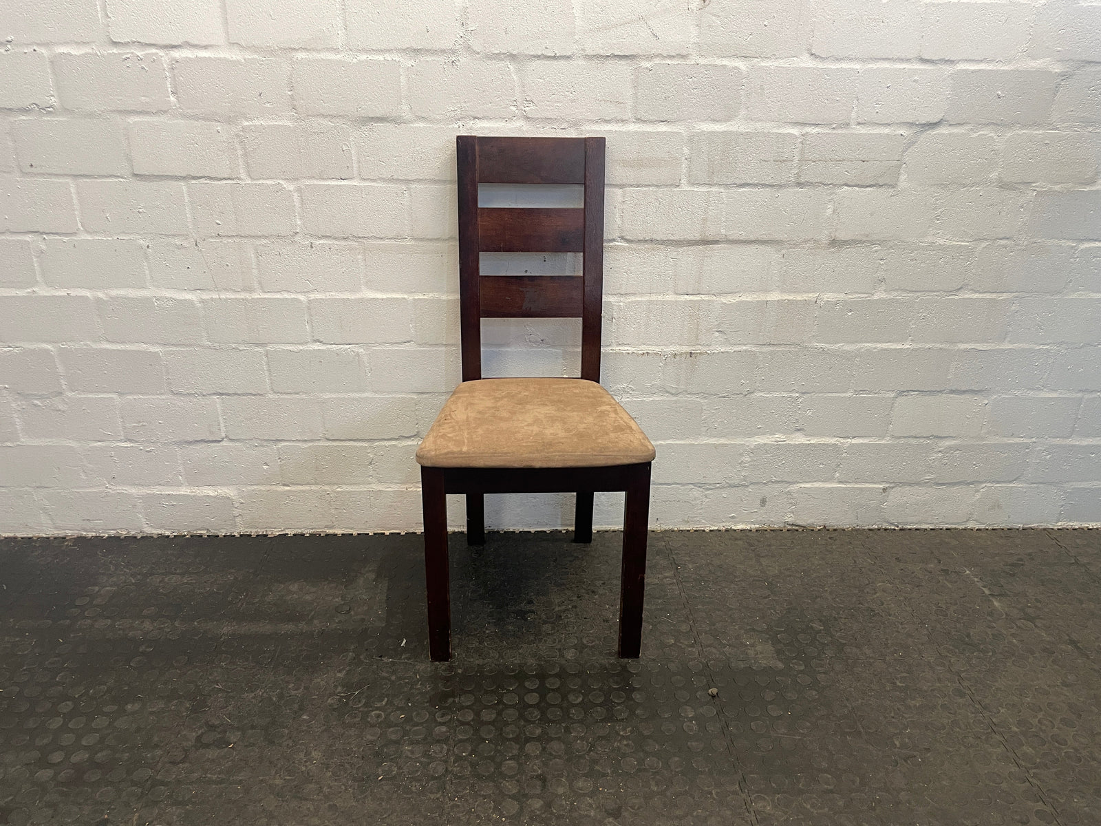 Dark Wood & Suede Dining Chair - PRICE DROP - 2ndhandwarehouse.com